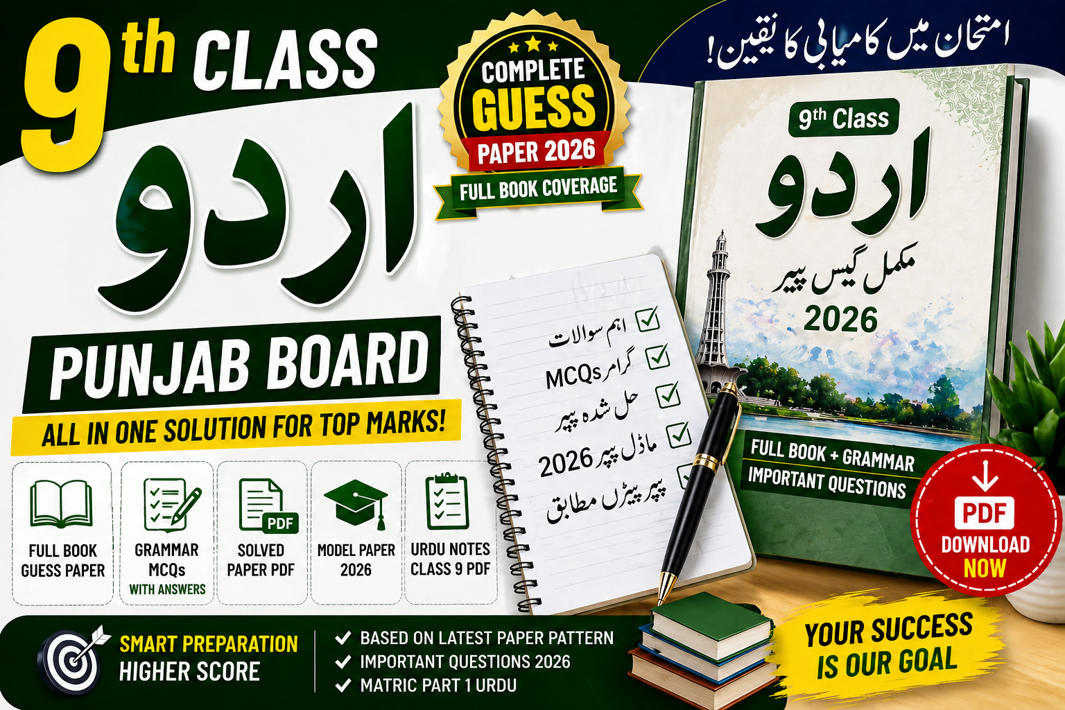 9th urdu complete Guess Papers