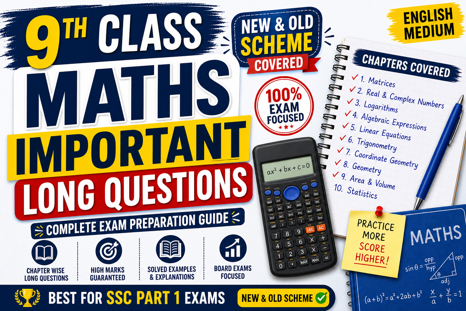 9th Class Maths Important Long Questions (English Medium) – Complete ...